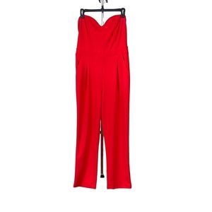 Express Red Strapless Jumpsuit